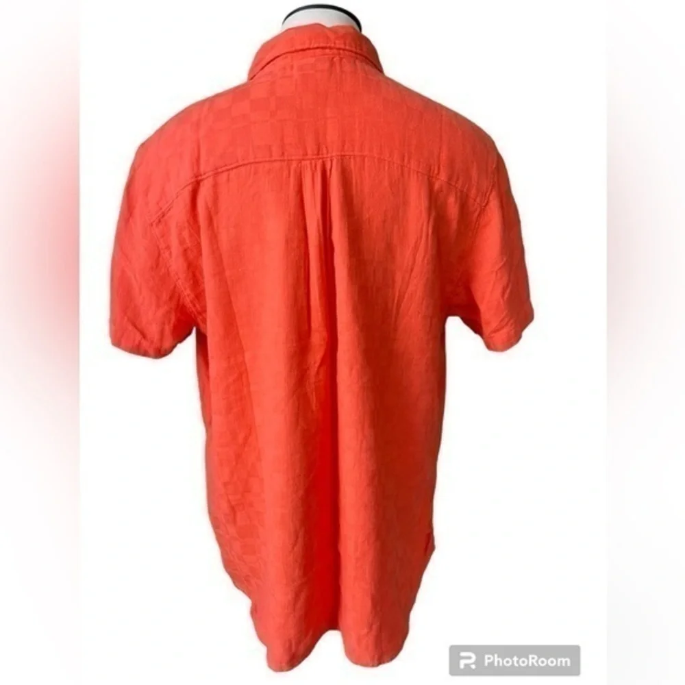 THE NORTH FACE Loghill Jacquard Short Sleeve Shirt Cotton‎ Hemp Orange Size XL
